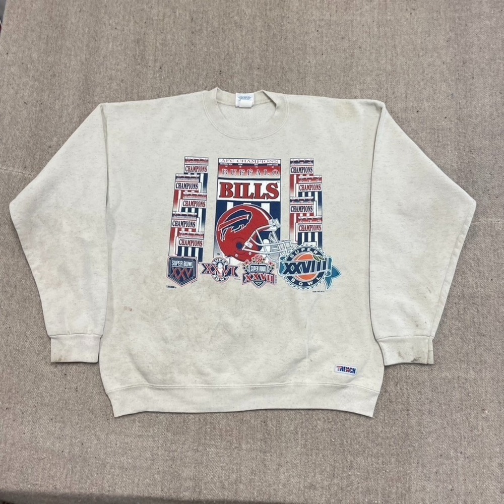 vintage‎ Buffalo Bills championship sweatshirt mens XL white 1980s TRENCH NFL